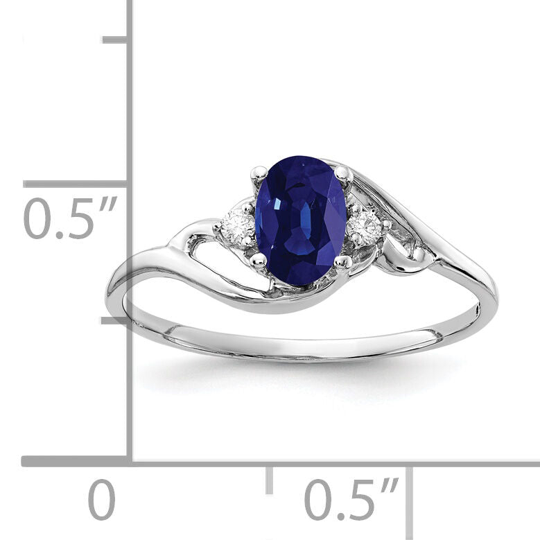 14k White Gold 6x4mm Oval Sapphire AA Diamond ring-Y2149S/AA