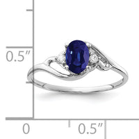 14k White Gold 6x4mm Oval Sapphire AA Diamond ring-Y2149S/AA