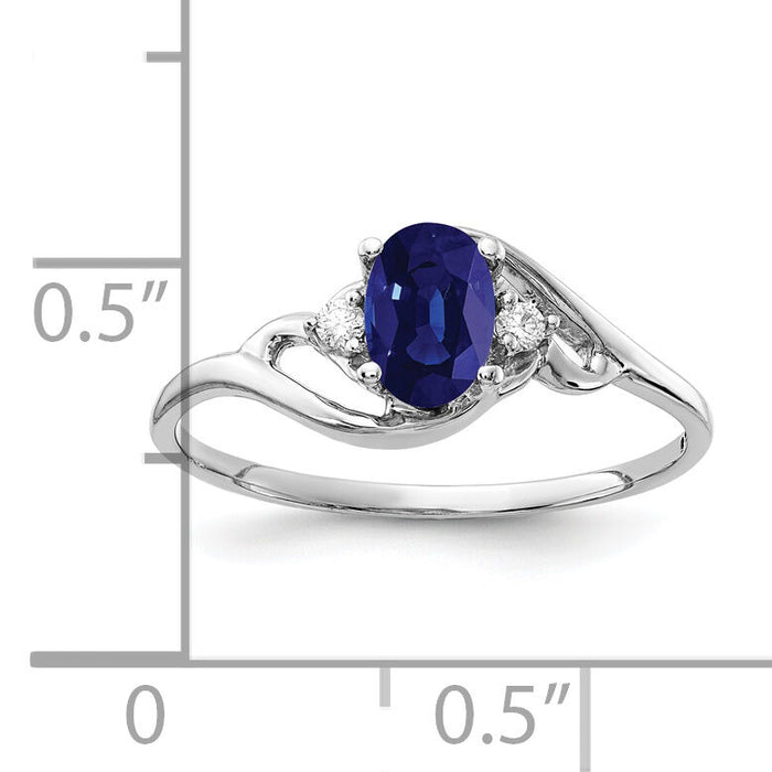 14k White Gold 6x4mm Oval Sapphire AA Diamond ring-Y2149S/AA