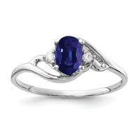 14k White Gold 6x4mm Oval Sapphire AA Diamond ring-Y2149S/AA