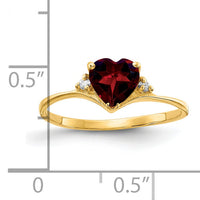 14k 6mm Heart Garnet AA Diamond ring-Y2185GA/AA