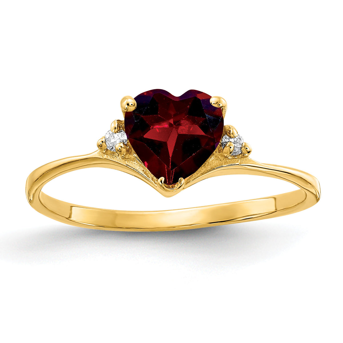 14k 6mm Heart Garnet AA Diamond ring-Y2185GA/AA