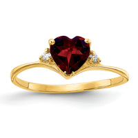 14k 6mm Heart Garnet AA Diamond ring-Y2185GA/AA