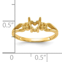 14k Polished .02ct. Diamond & 5mm Heart Gemstone Ring Mounting-Y2186