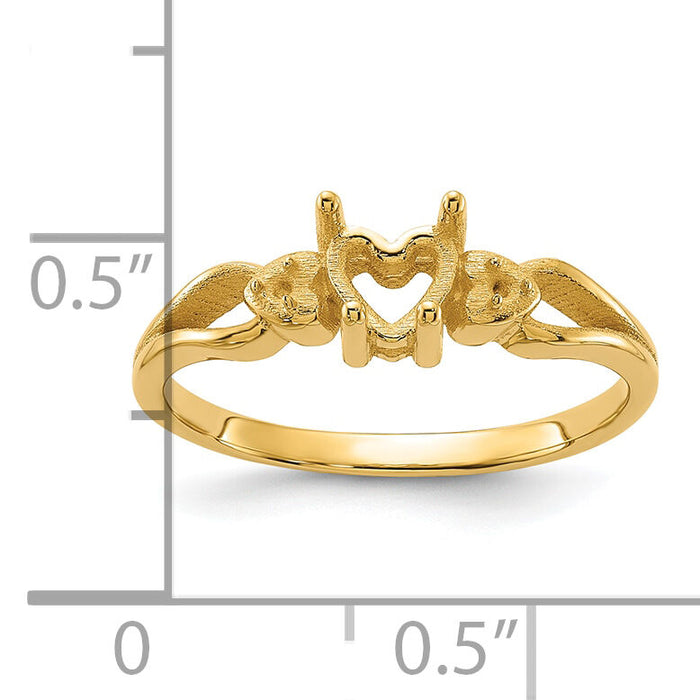 14k Polished .02ct. Diamond & 5mm Heart Gemstone Ring Mounting-Y2186