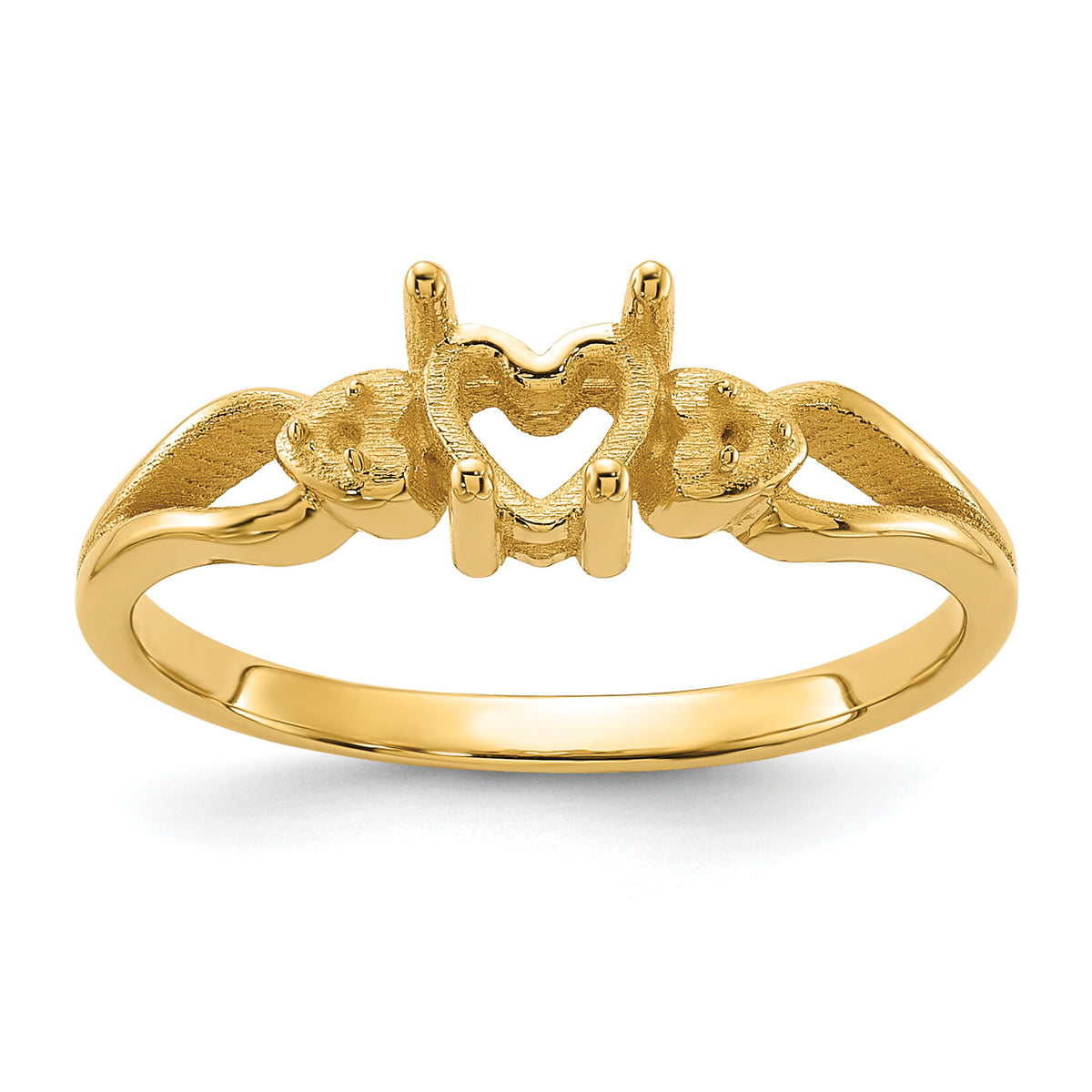 14k Polished .02ct. Diamond & 5mm Heart Gemstone Ring Mounting-Y2186