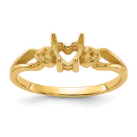 14k Polished .02ct. Diamond & 5mm Heart Gemstone Ring Mounting-Y2186