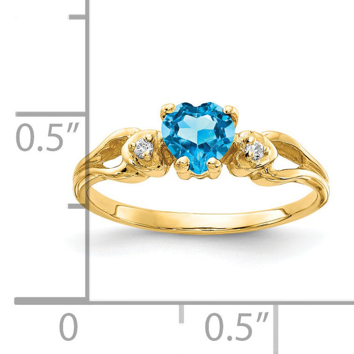 14k 5mm Heart Blue Topaz A Diamond ring-Y2186BT/A