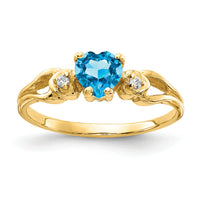 14k 5mm Heart Blue Topaz A Diamond ring-Y2186BT/A