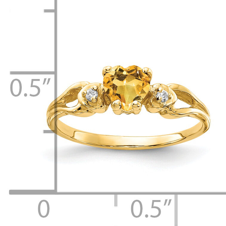 14k 5mm Heart Citrine A Diamond ring-Y2186CI/A
