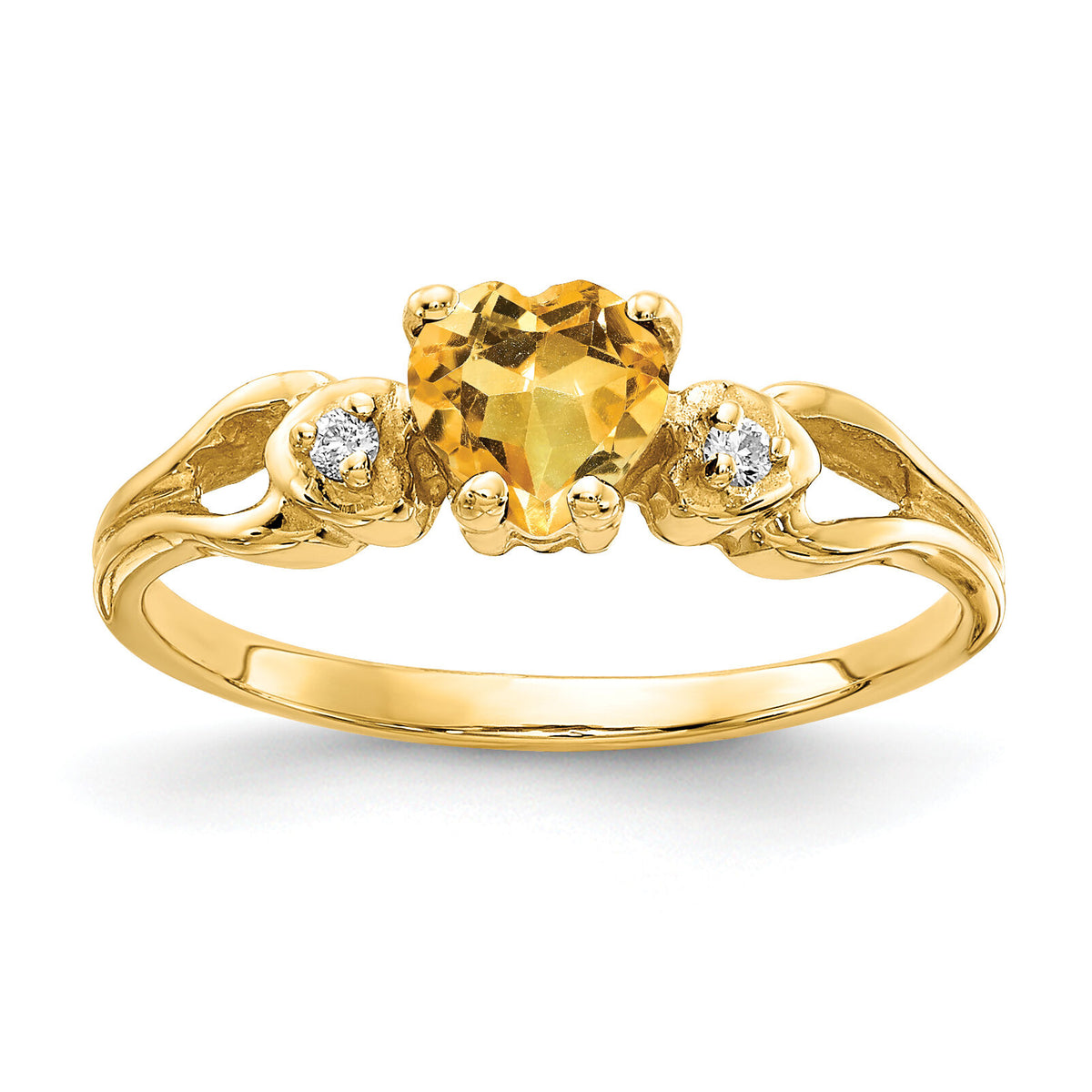 14k 5mm Heart Citrine A Diamond ring-Y2186CI/A