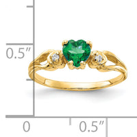 14k 5mm Heart Emerald AA Diamond ring-Y2186E/AA
