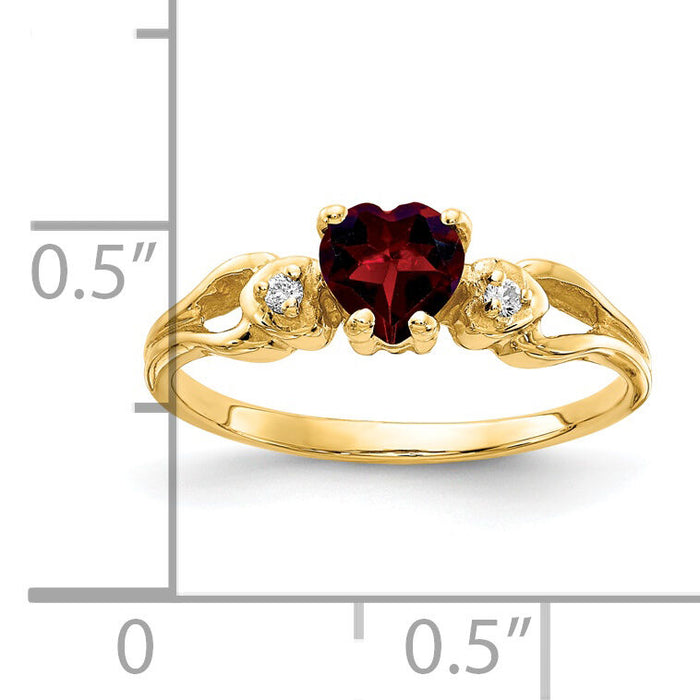 14k 5mm Heart Garnet AA Diamond ring-Y2186GA/AA