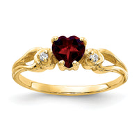14k 5mm Heart Garnet AA Diamond ring-Y2186GA/AA