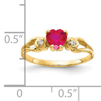 14k 5mm Heart Ruby AA Diamond ring-Y2186R/AA