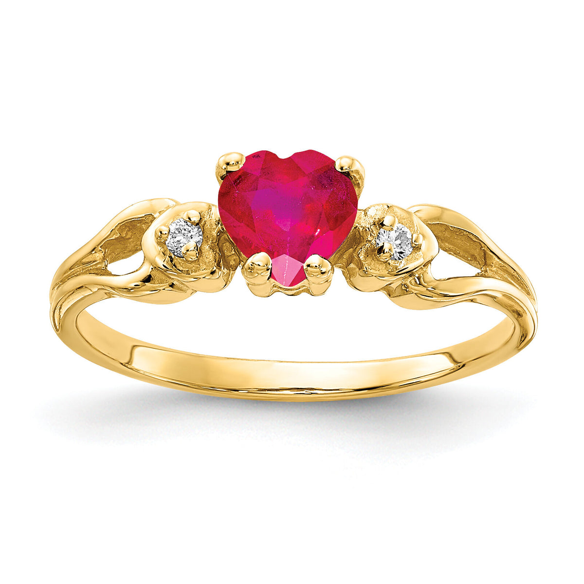 14k 5mm Heart Ruby AA Diamond ring-Y2186R/AA