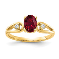 14k 7x5mm Oval Created Ruby AA Diamond ring-Y2189CR/AA