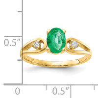 14k 7x5mm Oval Emerald AA Diamond ring-Y2189E/AA