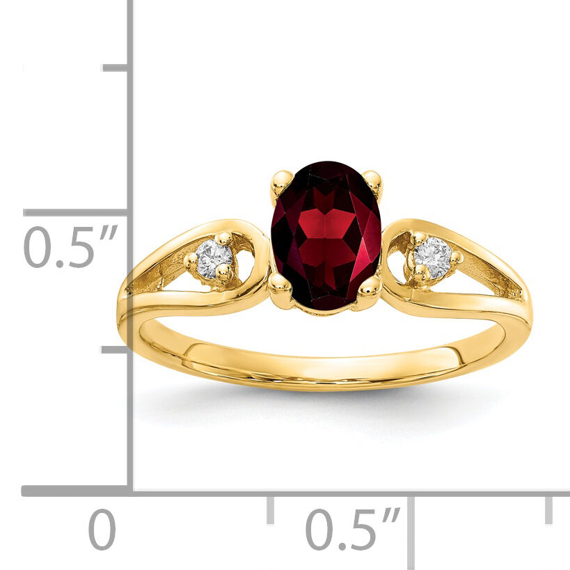 14k 7x5mm Oval Garnet AA Diamond ring-Y2189GA/AA