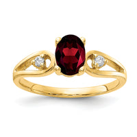 14k 7x5mm Oval Garnet AA Diamond ring-Y2189GA/AA