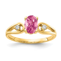 14k 7x5mm Oval Pink Tourmaline AA Diamond ring-Y2189PT/AA