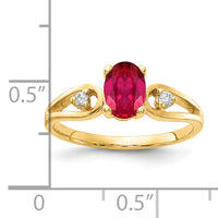 14k 7x5mm Oval Ruby AA Diamond ring-Y2189R/AA
