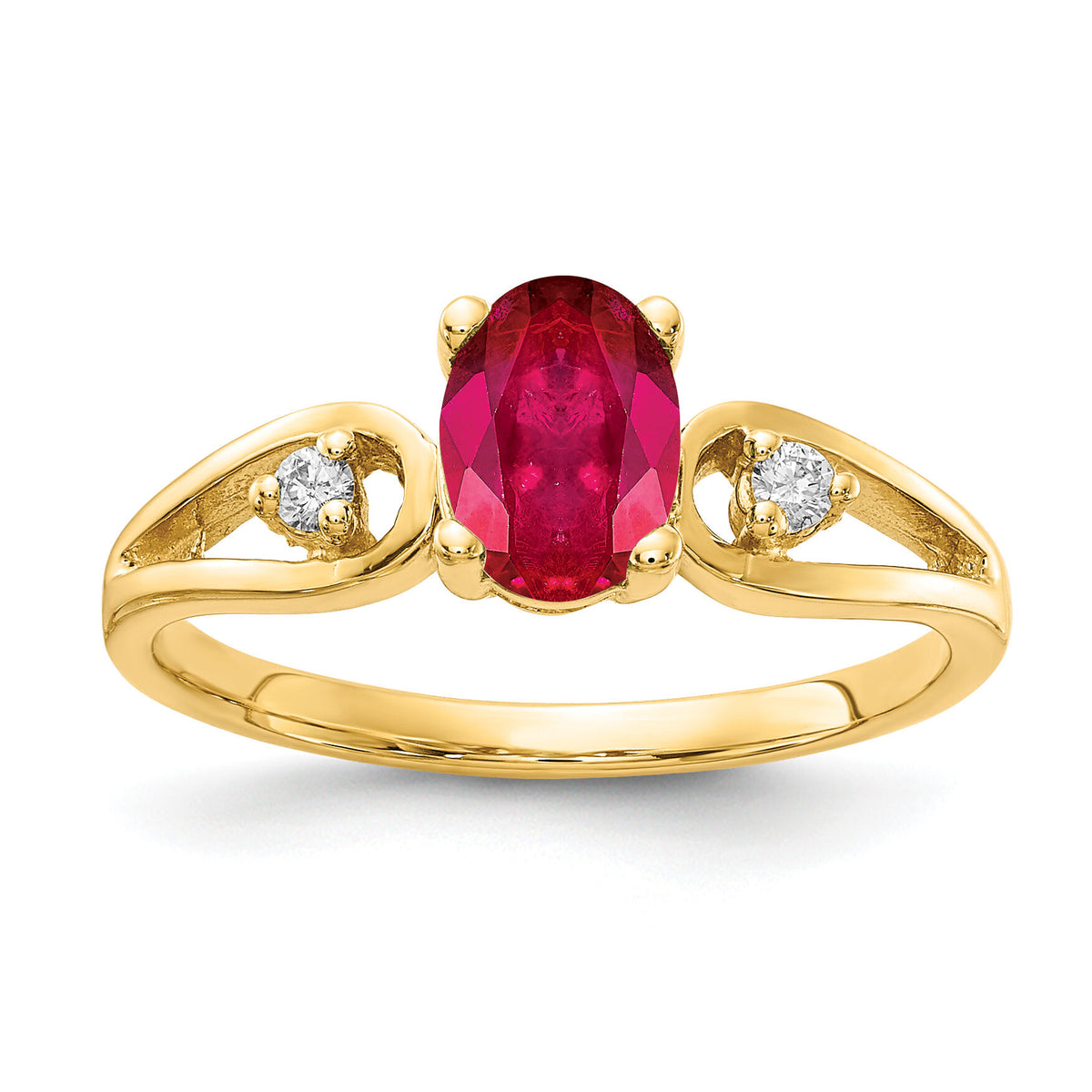 14k 7x5mm Oval Ruby AA Diamond ring-Y2189R/AA