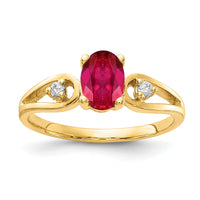 14k 7x5mm Oval Ruby AA Diamond ring-Y2189R/AA