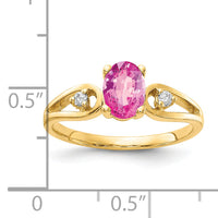 14k 7x5mm Oval Pink Sapphire AA Diamond ring-Y2189SP/AA