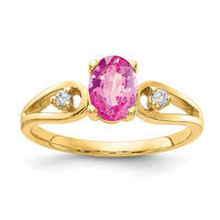 14k 7x5mm Oval Pink Sapphire AA Diamond ring-Y2189SP/AA