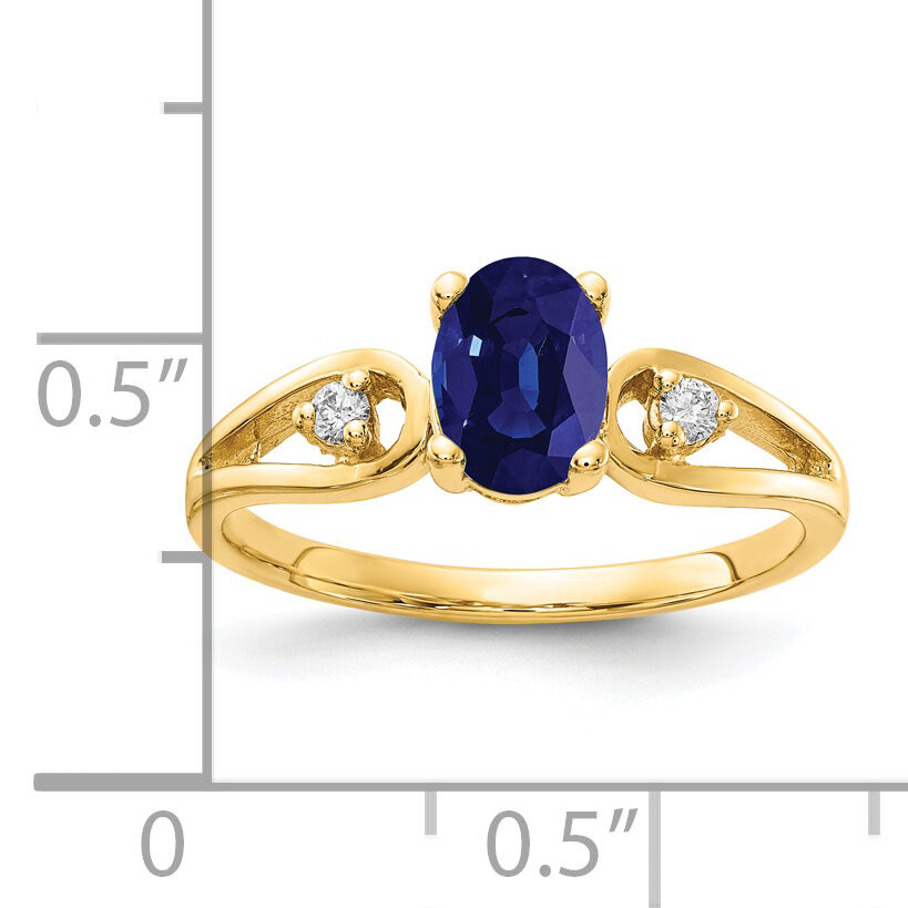 14k 7x5mm Oval Sapphire AA Diamond ring-Y2189S/AA