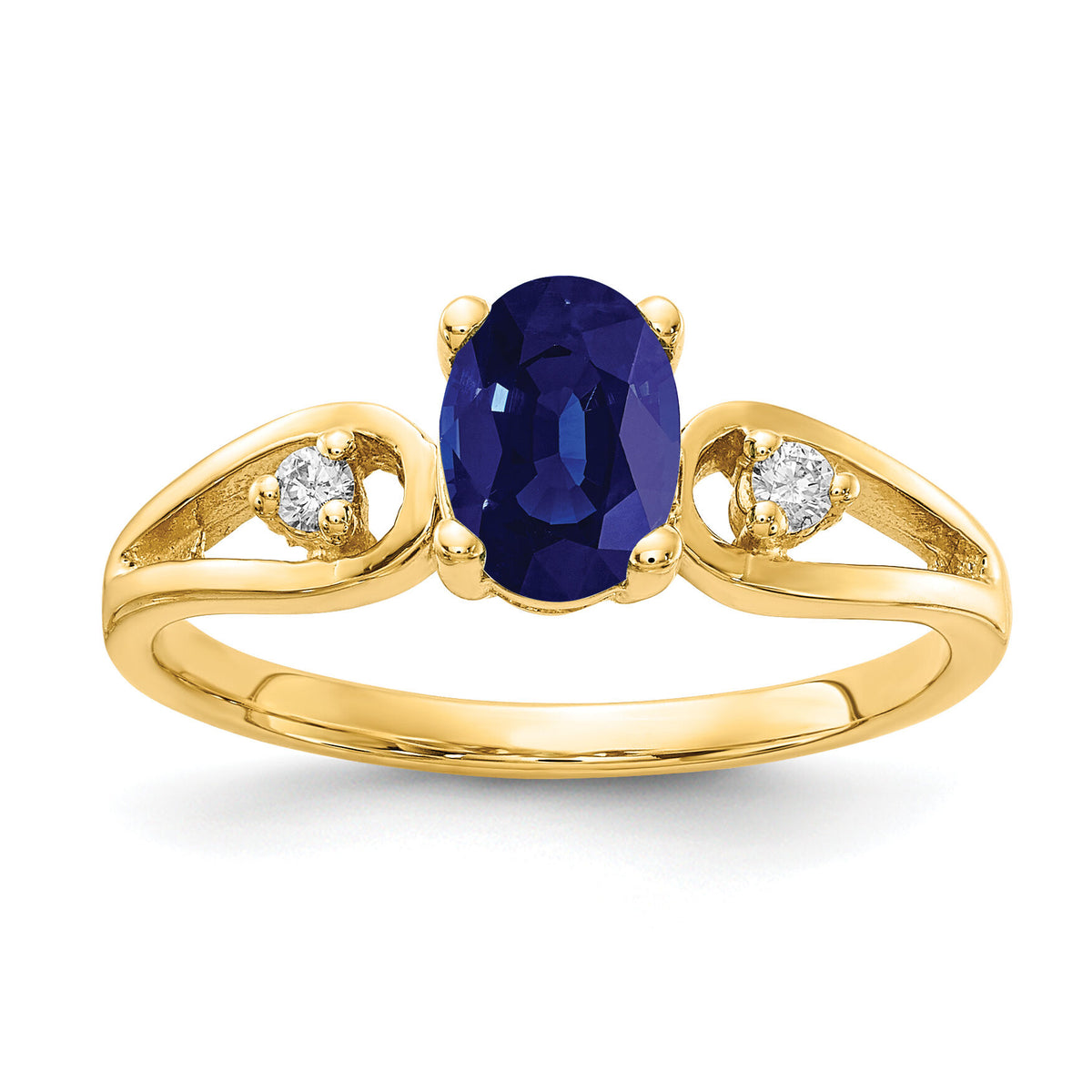 14k 7x5mm Oval Sapphire AA Diamond ring-Y2189S/AA