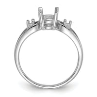 14k White Gold Polished .05ct. Diamond & 7x5 Oval Gemstone Ring Mounting-Y2190