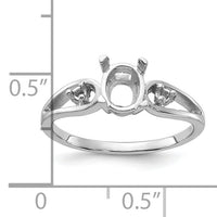 14k White Gold Polished .05ct. Diamond & 7x5 Oval Gemstone Ring Mounting-Y2190