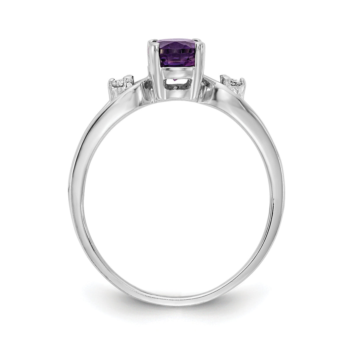14k White Gold 7x5mm Oval Amethyst AA Diamond ring-Y2190AM/AA