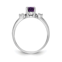 14k White Gold 7x5mm Oval Amethyst AA Diamond ring-Y2190AM/AA