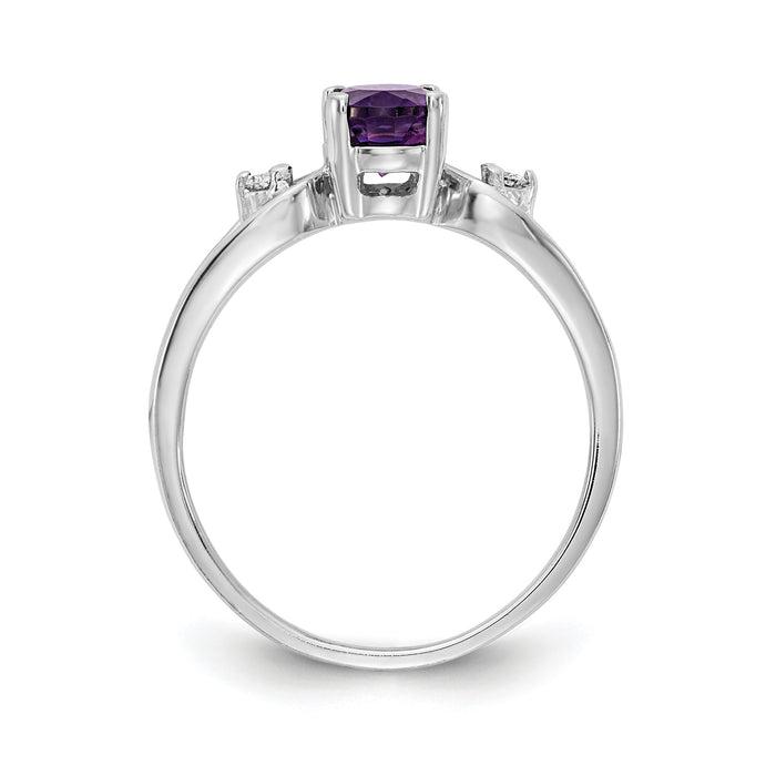 14k White Gold 7x5mm Oval Amethyst AA Diamond ring-Y2190AM/AA