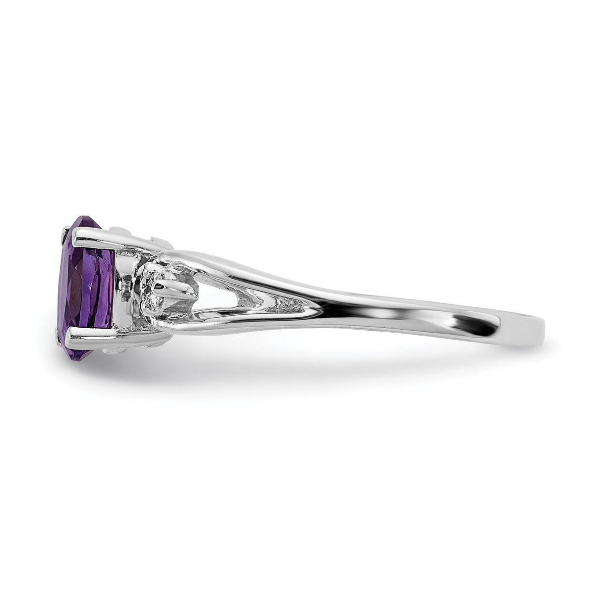 14k White Gold 7x5mm Oval Amethyst AA Diamond ring-Y2190AM/AA