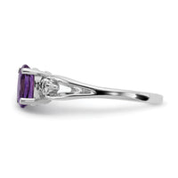 14k White Gold 7x5mm Oval Amethyst AA Diamond ring-Y2190AM/AA