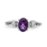 14k White Gold 7x5mm Oval Amethyst AA Diamond ring-Y2190AM/AA