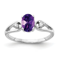 14k White Gold 7x5mm Oval Amethyst AA Diamond ring-Y2190AM/AA