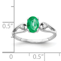 14k White Gold 7x5mm Oval Emerald AA Diamond ring-Y2190E/AA