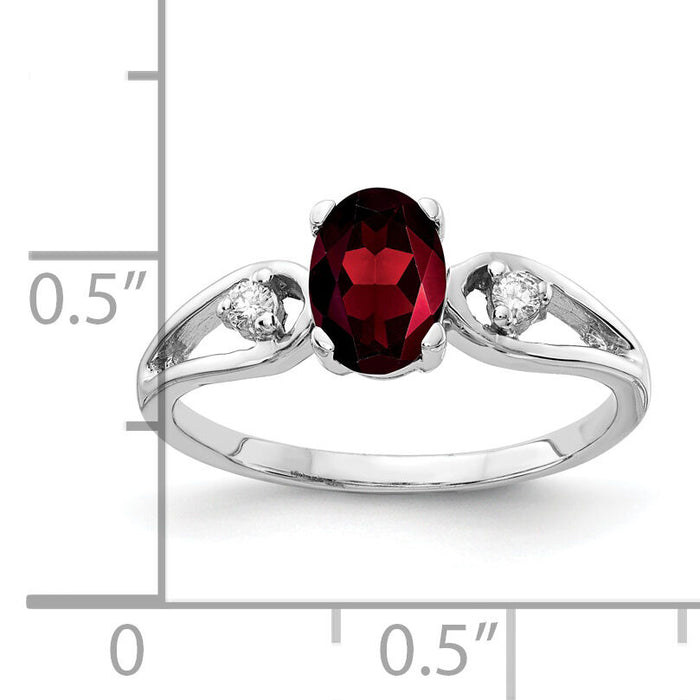 14k White Gold 7x5mm Oval Garnet AA Diamond ring-Y2190GA/AA
