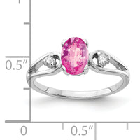 14k White Gold 7x5mm Oval Pink Sapphire AA Diamond ring-Y2190SP/AA