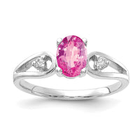 14k White Gold 7x5mm Oval Pink Sapphire AA Diamond ring-Y2190SP/AA