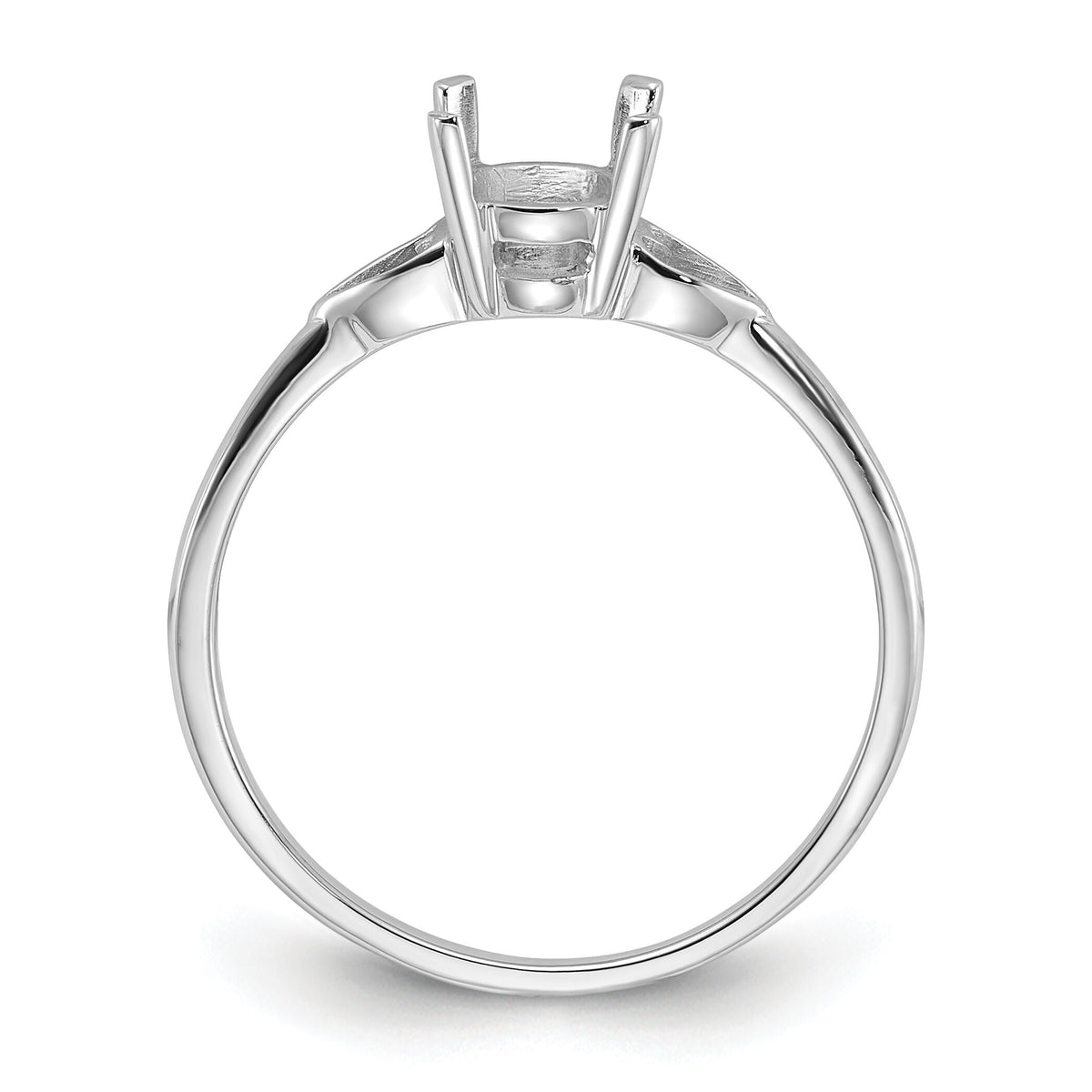 14k White Gold Polished 7x5 Oval Gemstone Ring Mounting-Y2194