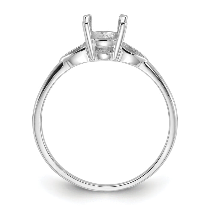 14k White Gold Polished 7x5 Oval Gemstone Ring Mounting-Y2194