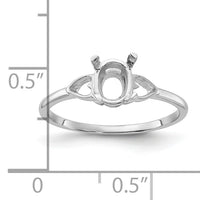 14k White Gold Polished 7x5 Oval Gemstone Ring Mounting-Y2194