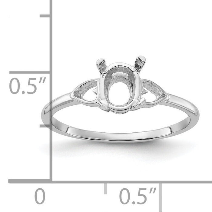 14k White Gold Polished 7x5 Oval Gemstone Ring Mounting-Y2194