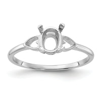 14k White Gold Polished 7x5 Oval Gemstone Ring Mounting-Y2194